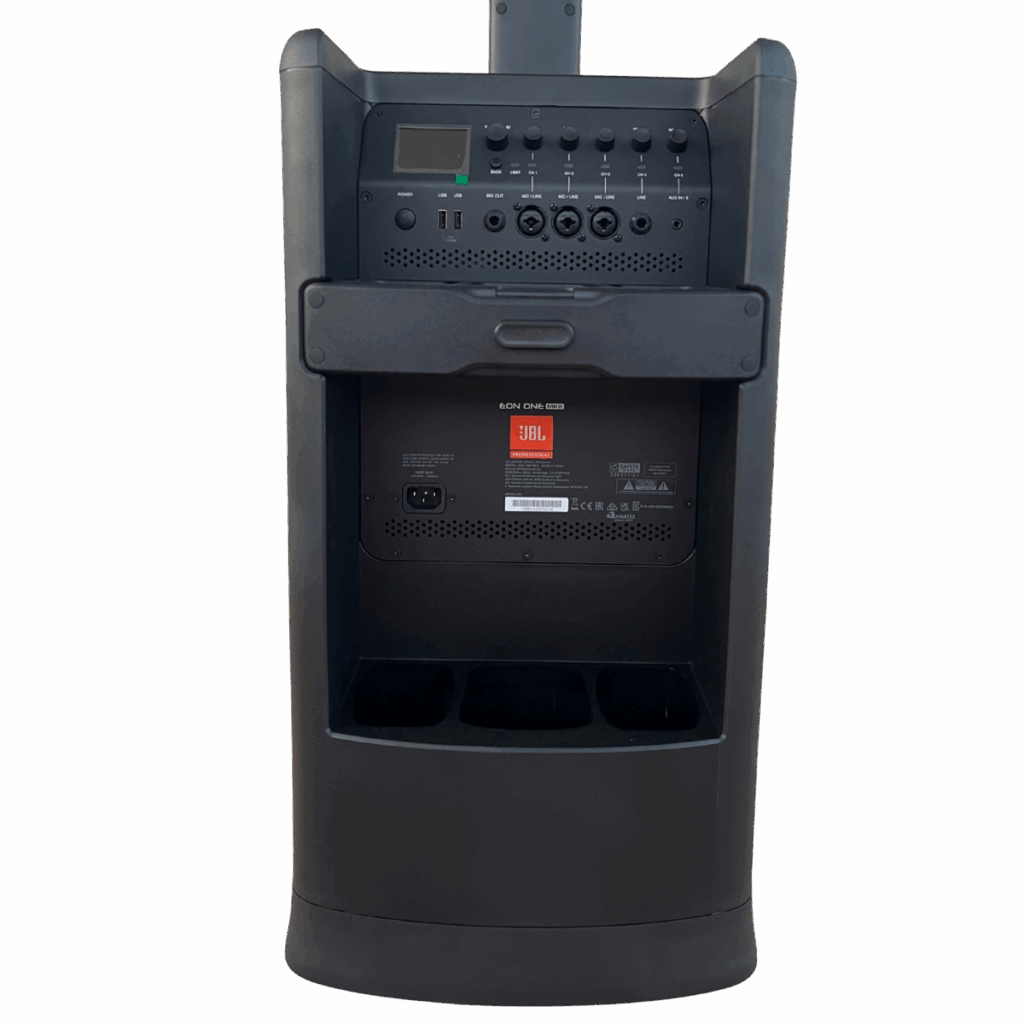 Colonne de sonorisation sur batterie JBL arrière