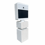 Photobooth blanc, bois clair