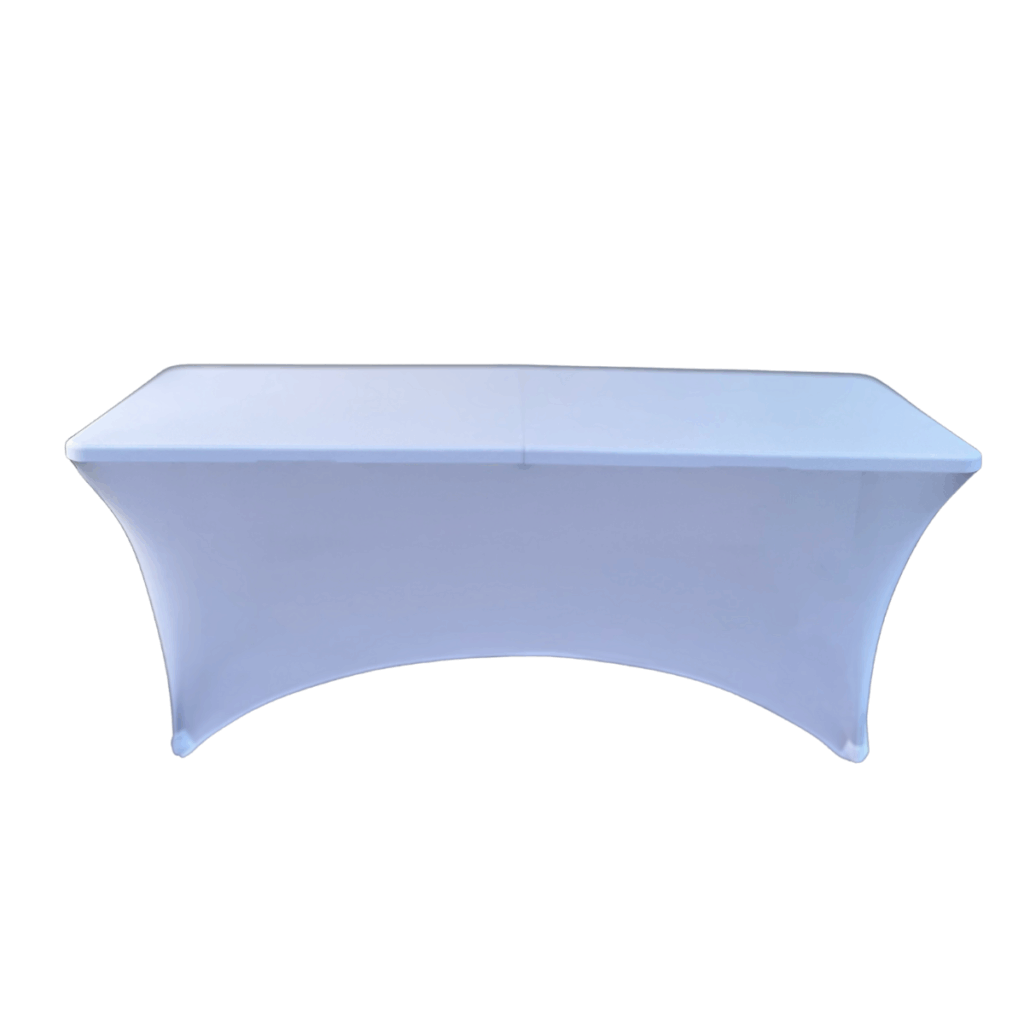 Table résine et acier 180x74 cm + housse blanche