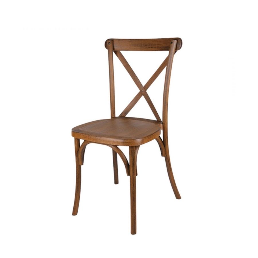 Location chaise dos croisé résine imitation bois à Caen par l'Agence LDMN