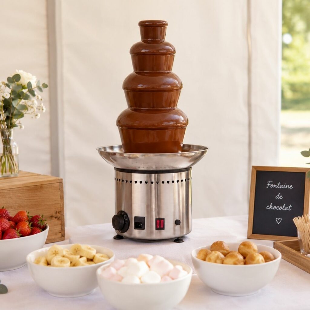 Location fontaine à chocolat près de Caen lors d'un anniversaire par l'Agence LDMN