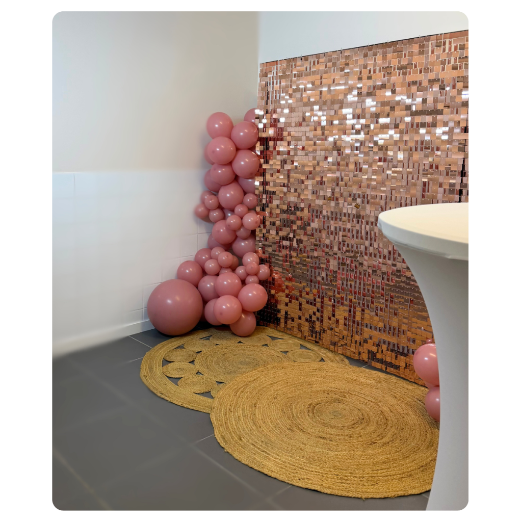 Photocall panneaux scintillant rose gold - Agence LDMN